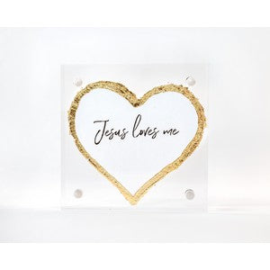 3x3 frame with heart-Jesus loves me