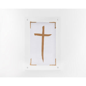 4x6 acrylic frames with paper saying- Gold Cross