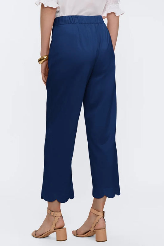 Elaine Scallop Hem Capri, Navy