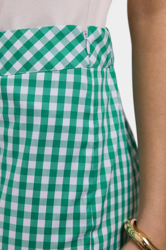 Elaine Scallop Hem Capri, White and Green