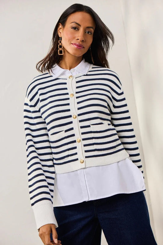 Sasha knit Woven Layering Tank, White