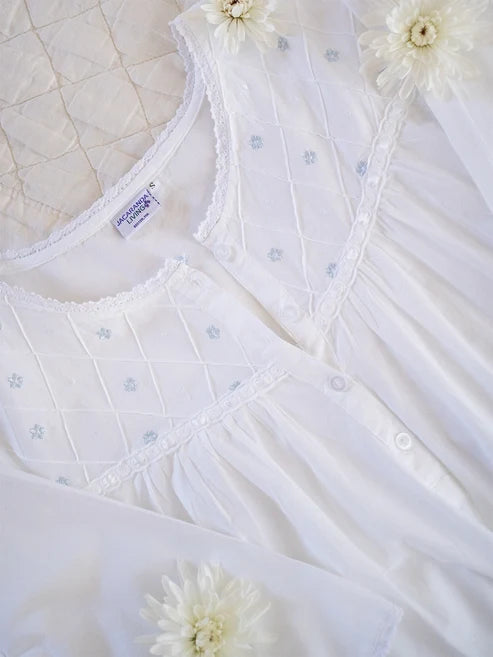 Alice Nightgown, Diamond Pintuck, Light Blue Flowers, Large