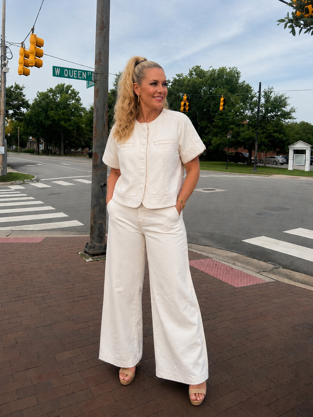 Hannah Crop Flare With Tulip Hem, Desert Dunes