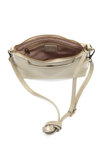 Metallic Pearl Lovey Top Zip Crossbody