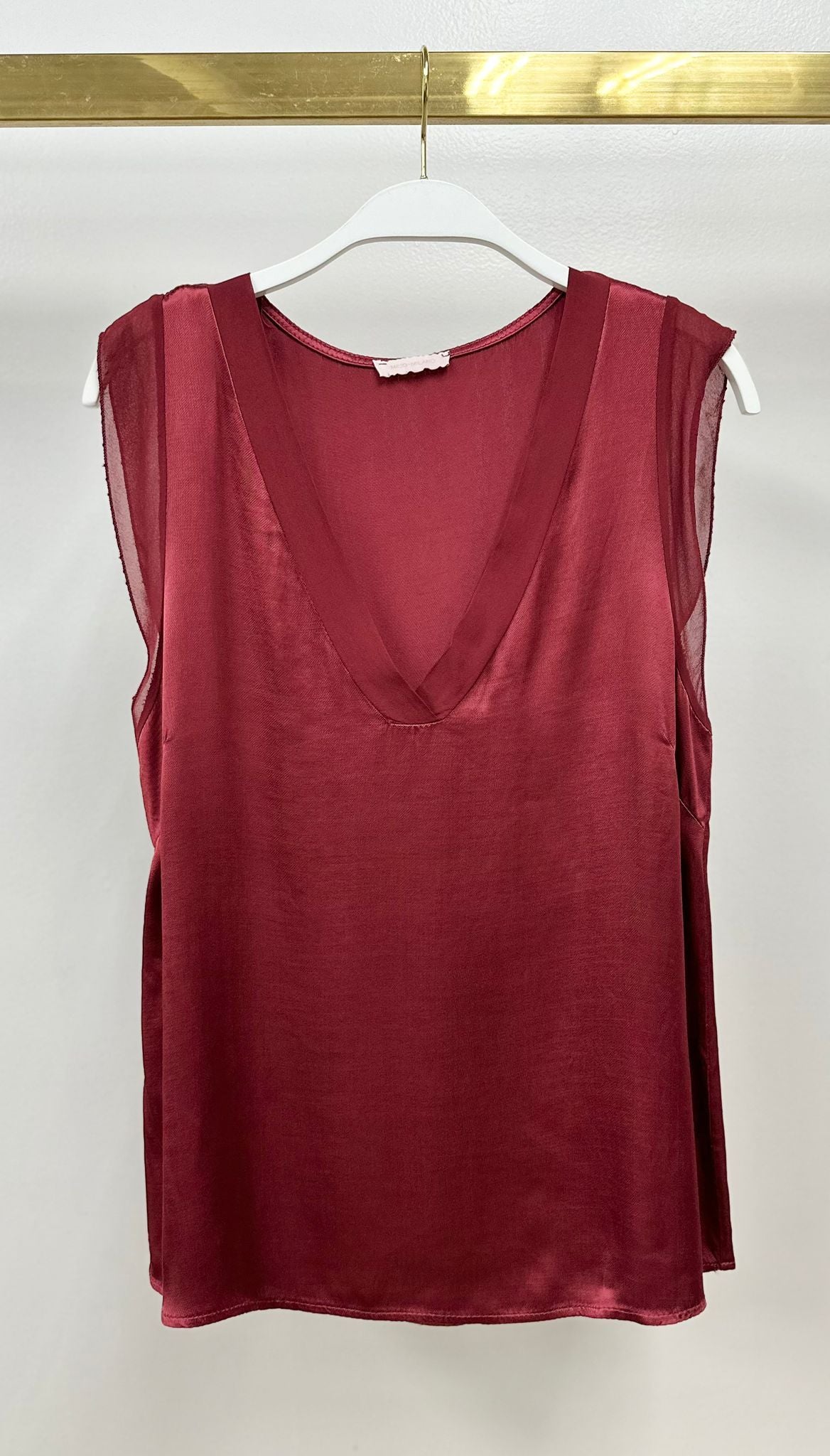 Viscose V-Neck Sleeveless Top, Wine