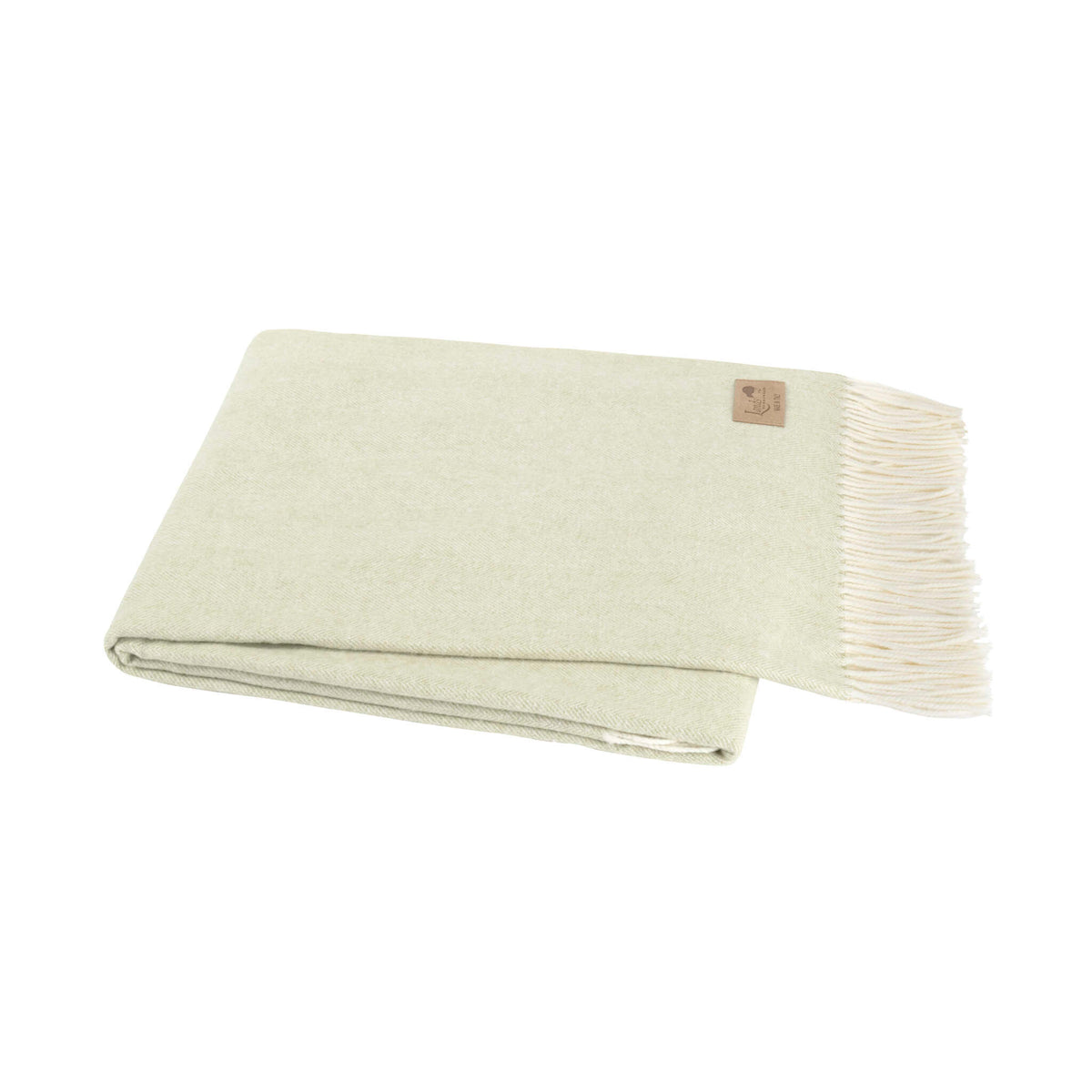 Italian Herringbone Throw, White Sage