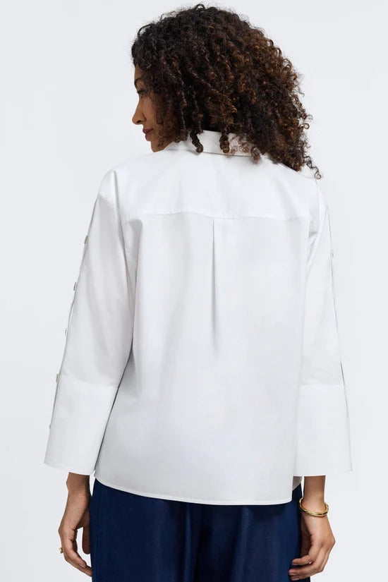 LAINEY 3/4 BTTN PPO SHIRT, White