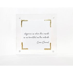 4x4 acrylic frame with paper saying- Coco Chanel