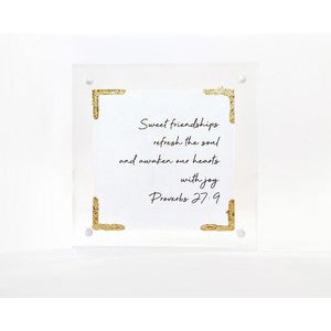 4x4 acrylic frame with paper saying-Sweet Friendship