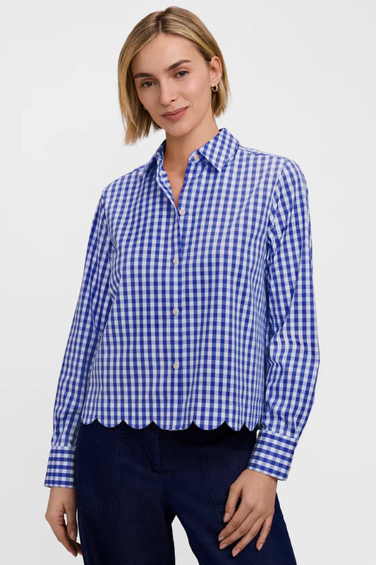 Scarlett Long Sleeve Shirt, Blue and White