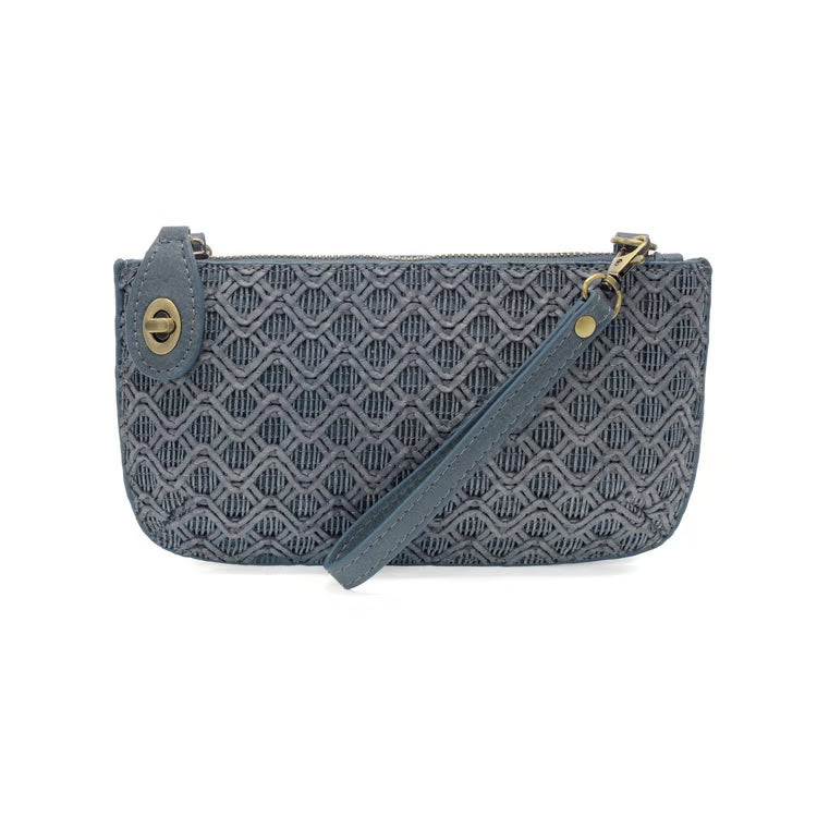 Denim Lattice woven Mini Crossbody Wristlet Clutch