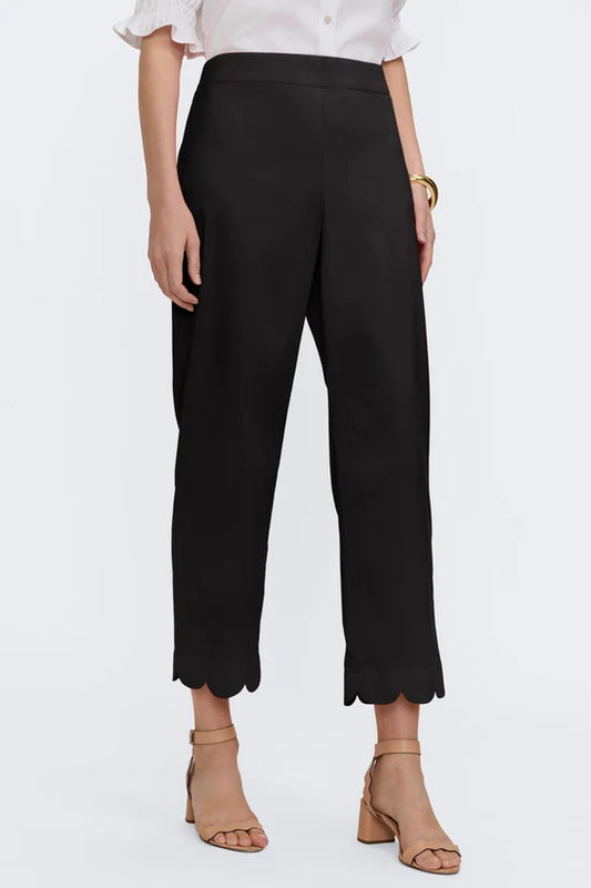 Elaine Scallop Hem Capri, Black