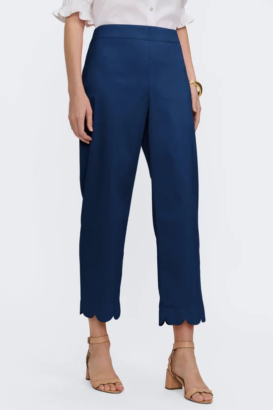 Elaine Scallop Hem Capri, Navy