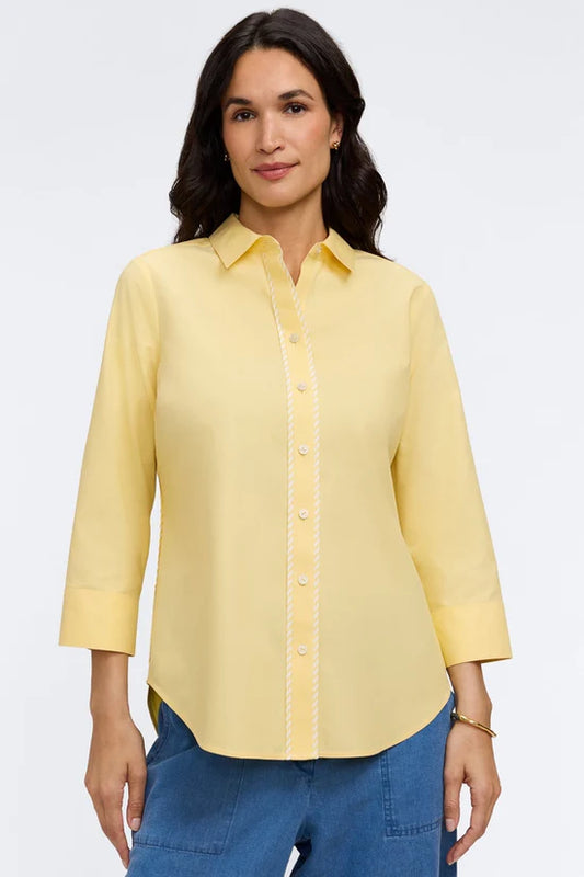 Marni No Iron Pinpoint 3/4 Sleeve Shirt, Lemon