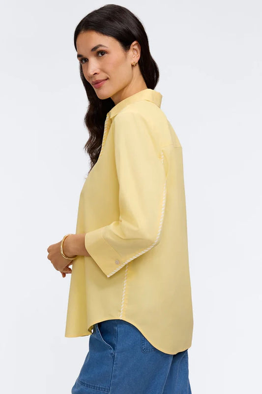Marni No Iron Pinpoint 3/4 Sleeve Shirt, Lemon