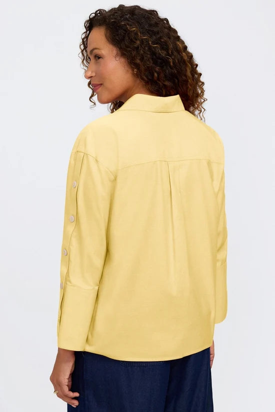Lainey 3/4 Button  Popover Shirt, Lemon