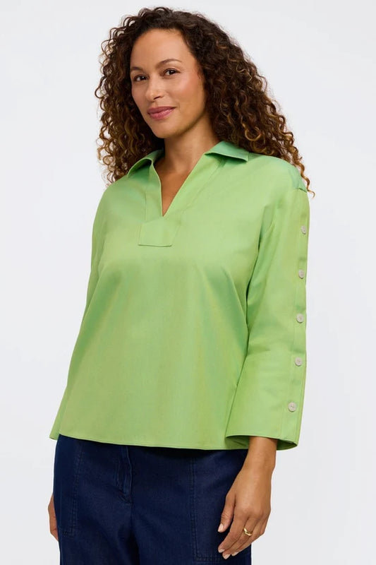 Lainey 3/4 Button Popover Shirt, Mojito