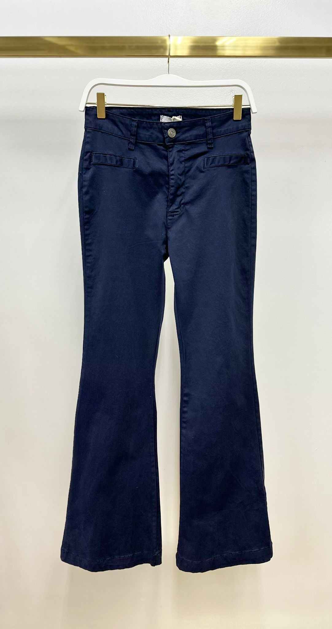 High Waisted Flare Leg Pants, Navy