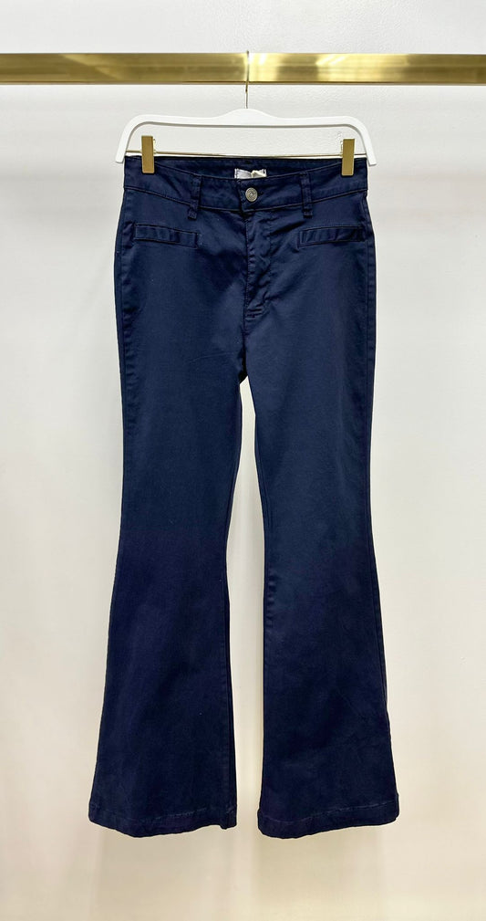 High Waisted Flare Leg Pants, Navy