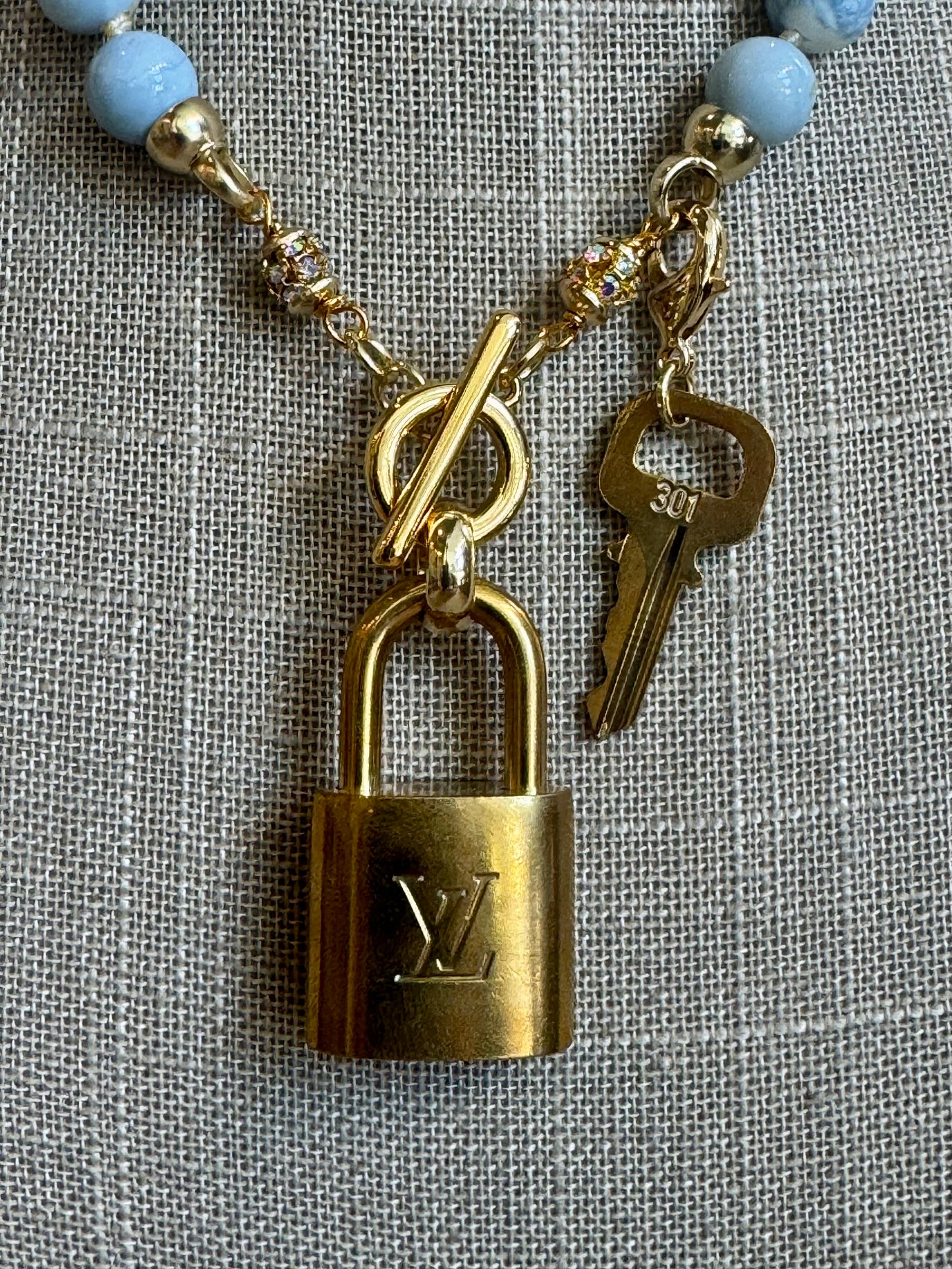 Blue Sky Opal LV Lock Necklace
