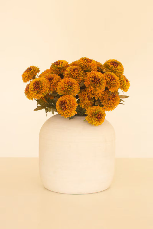 Bundle of 7 Artificial Mustard Ball Dahlias