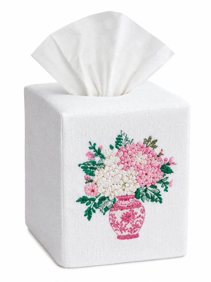 Tissue Box Cover, Ginger Jar Bouquet Pink
