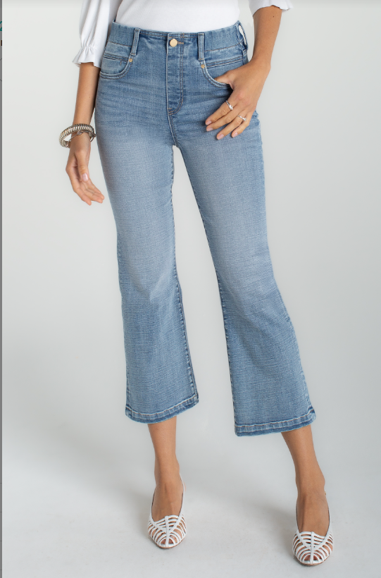 Gia Glider Crop Flare with Tulip Back Slit, Jeans