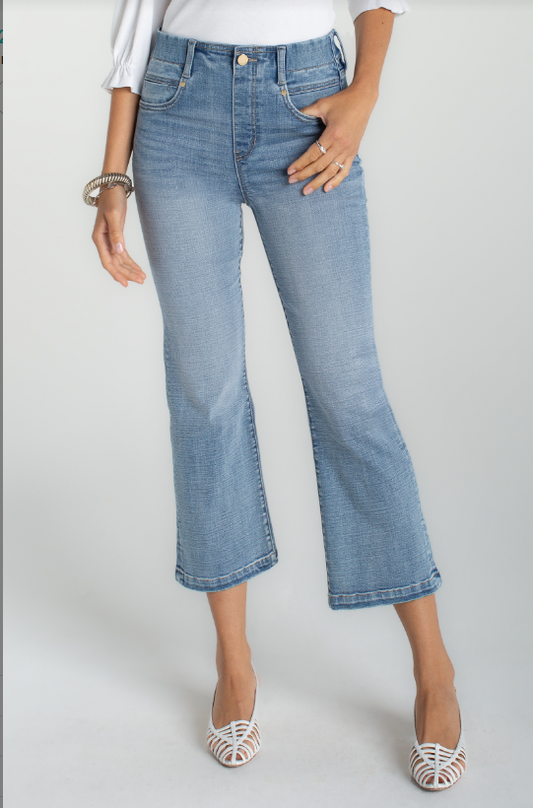 Gia Glider Crop Flare with Tulip Back Slit, Jeans