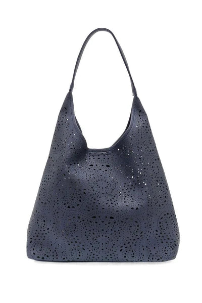 Denim Lazer Cut Eyelet Hobo