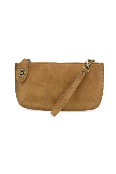 Faux Suede Mini Crossbody Clutch, Wheat