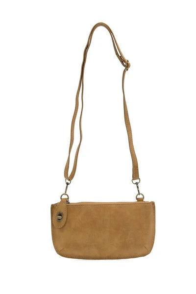 Faux Suede Mini Crossbody Clutch, Wheat