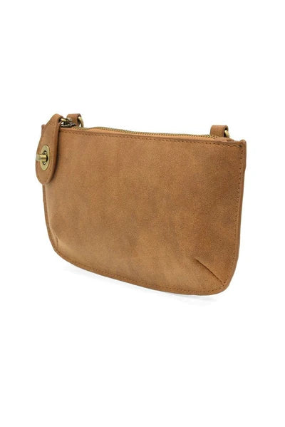 Faux Suede Mini Crossbody Clutch, Wheat