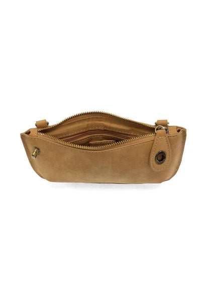 Faux Suede Mini Crossbody Clutch, Wheat