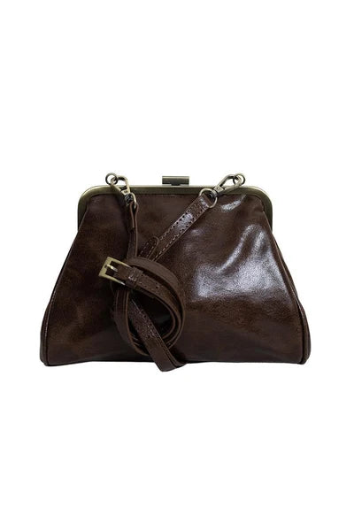 Elsa Small Frame Crossbody, Chocolate