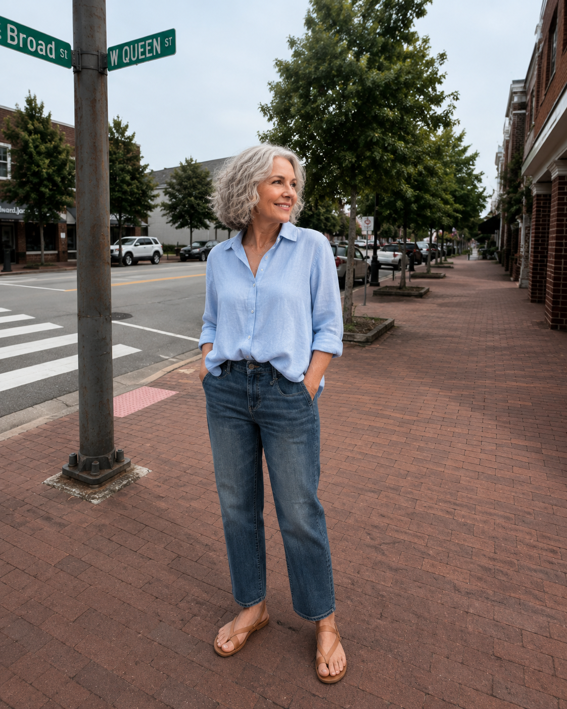 Linen Long Sleeve Front Twist Hem Henley Top, Sky Blue