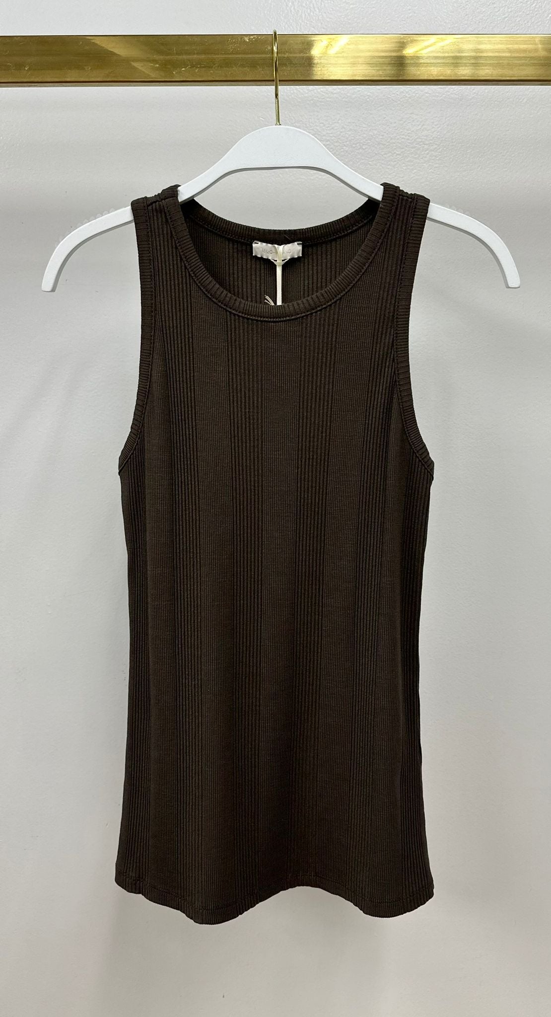 Ribbed Racerback Tank Top, Chocolate Brown
