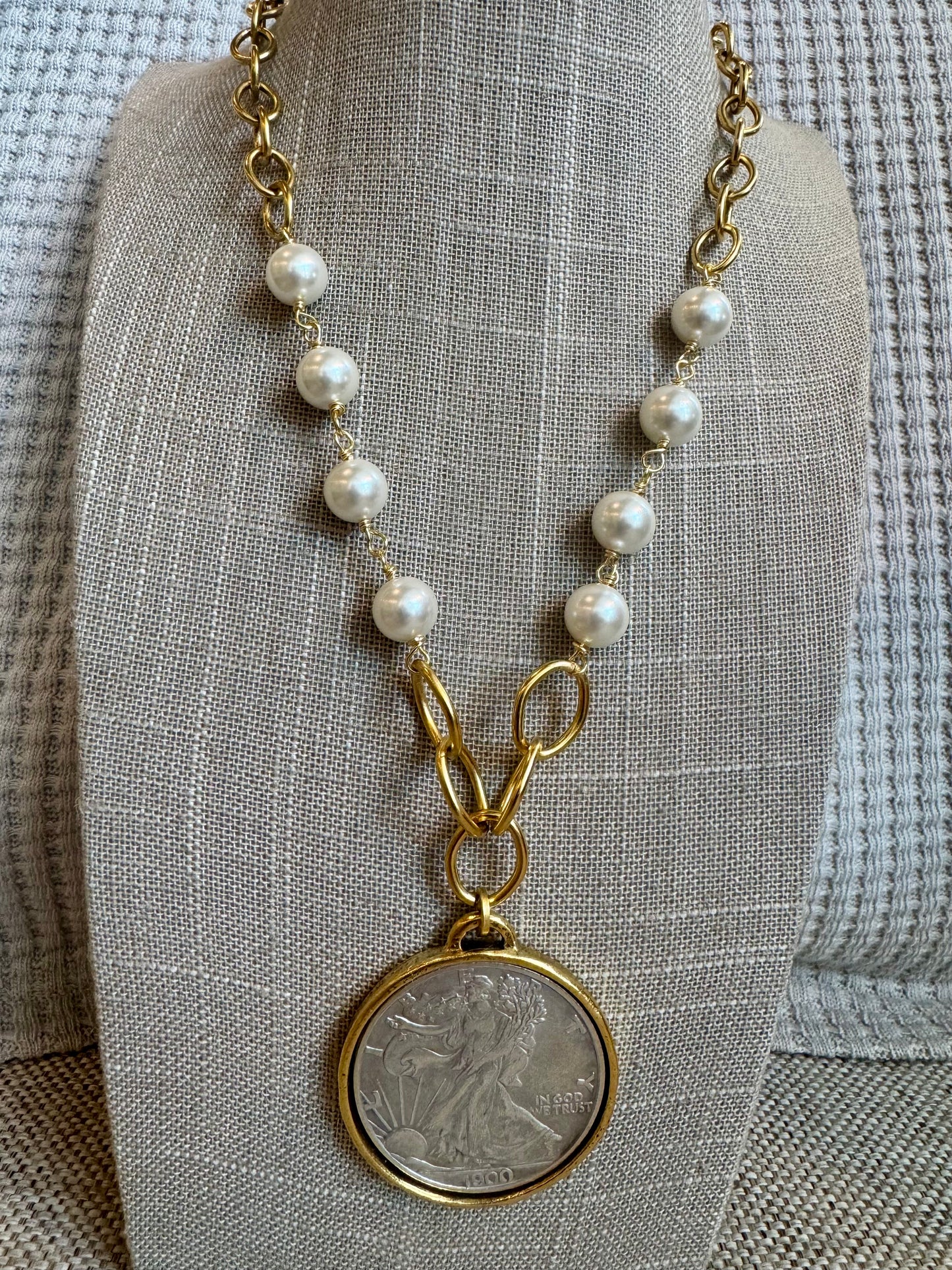 Scarlett Pearl and Coin Necklace