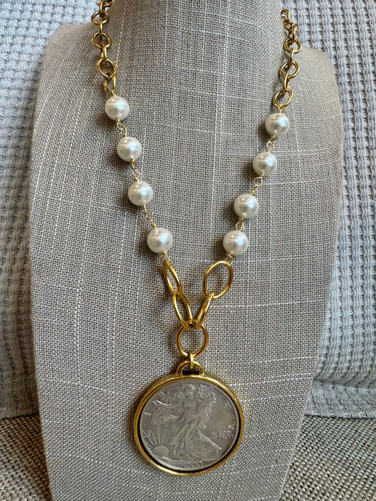 Scarlett Pearl and Coin Necklace