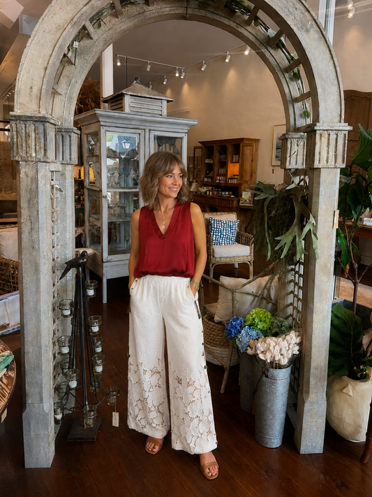 Stride Wide Jean, Ivory Bloom
