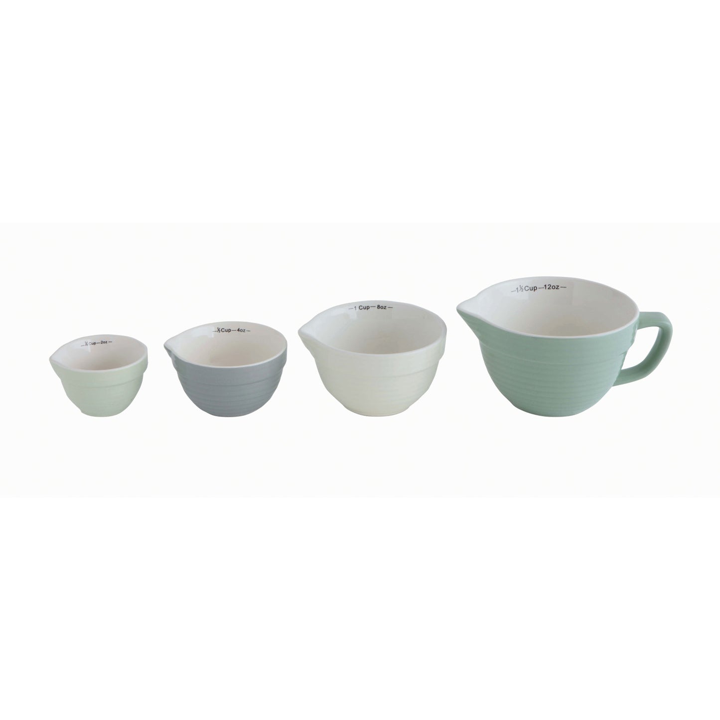 Stoneware Batter Bowl Measuring Cups, Blue