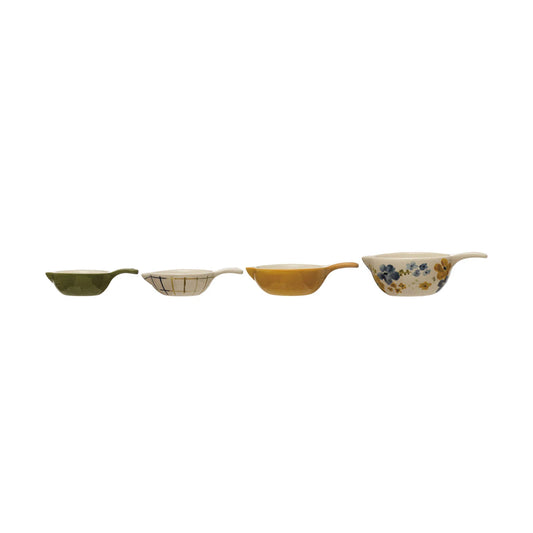 Hand-Painted Stoneware Measuring Cups, Multi