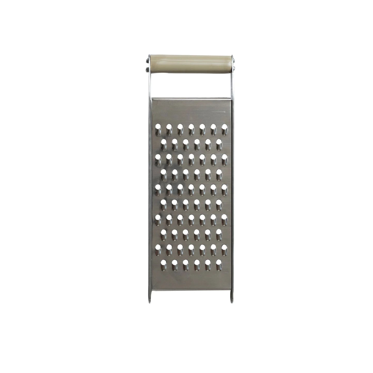 Stainless Steel Grater with Enameled Mango Wood Handle, Taupe
