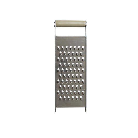Stainless Steel Grater with Enameled Mango Wood Handle, Taupe