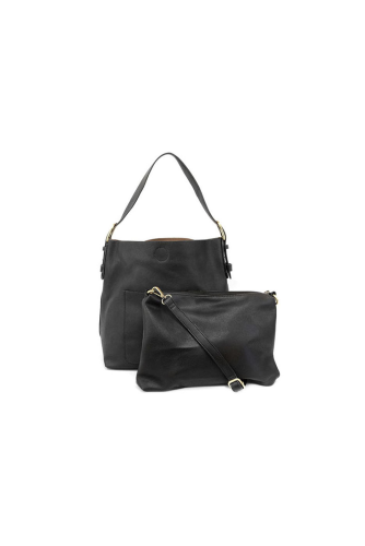 Metallic Platinum Hobo Black Handle Handbag