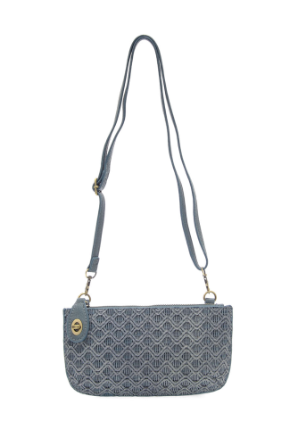 Denim Lattice woven Mini Crossbody Wristlet Clutch