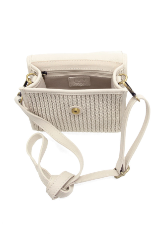 White Freya Top Handle Flap Crossbody Braided Bag