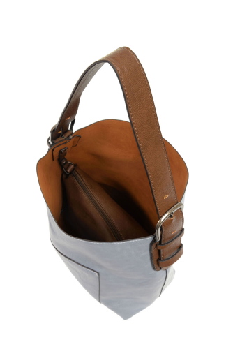 Wedgewood Blue Hobo Coffee Handle Silver Buckle Handbag
