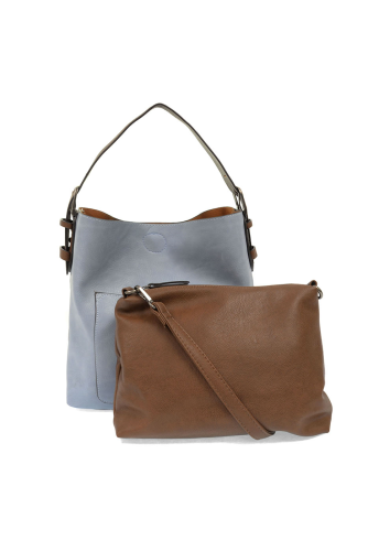 Wedgewood Blue Hobo Coffee Handle Silver Buckle Handbag