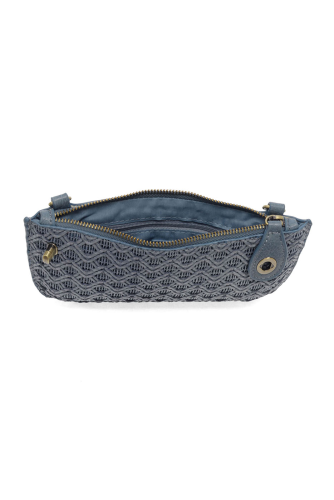 Denim Lattice woven Mini Crossbody Wristlet Clutch