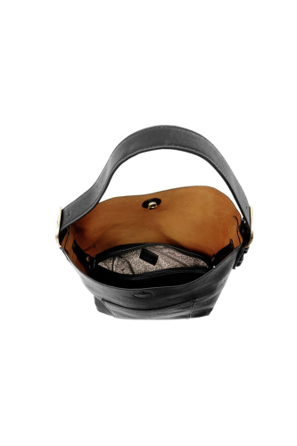 Metallic Platinum Hobo Black Handle Handbag